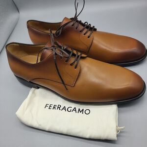 Salvatore Ferragamo mens Fosco Plain Toe Derby Shoes Vicuna Calf sz 11 E new